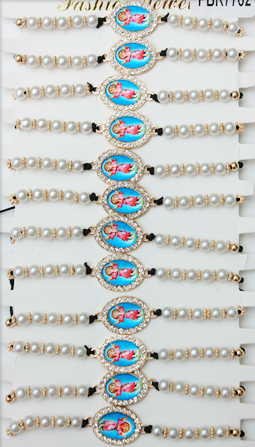 Baby Jesus Picture Pearl Adjustable Bracelet .68 each