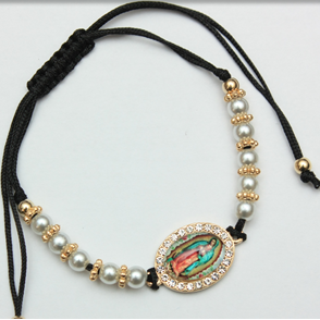 Guadalupe Macrame Bracelet w/ Pearl and Metal Spacer Beads .68 each