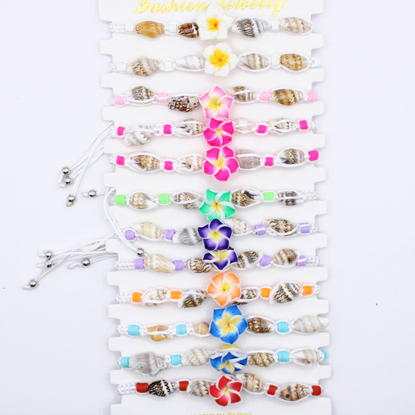 Seashell & Plumeria Flower Bracelet .68 each