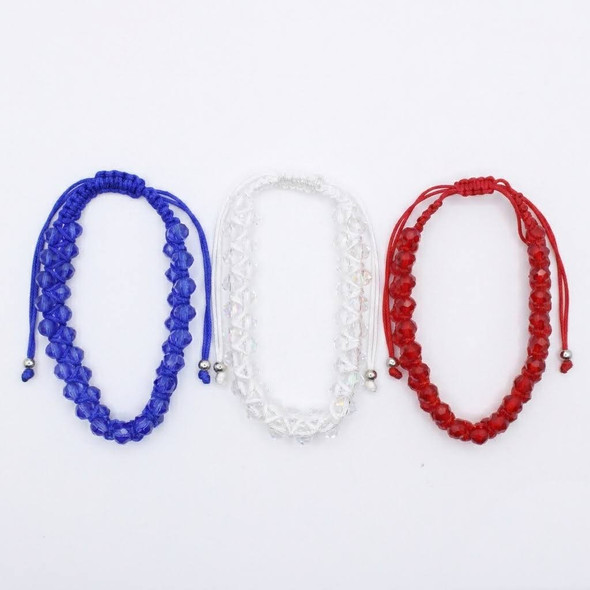 Double Line Crystal Adjustable Bracelet 3 Color Assortment .68 each