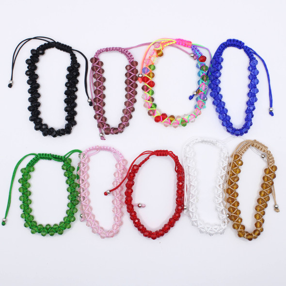 Double Line Crystal Adjustable Bracelet Asst Colors .68 each