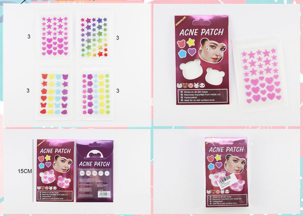 Asst Color Mixed Shape Acne Patches +Hydrocolloid .70 each