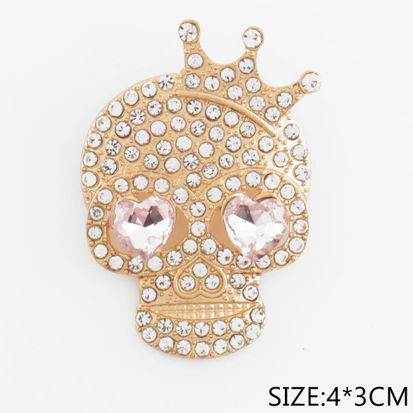 1.6" Halloween Skull w/ Crown Rhinestone Brooch .68 each