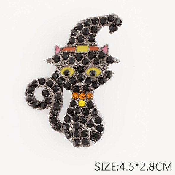 1.8" Halloween Witch Cat Rhinestone Brooch .68 each
