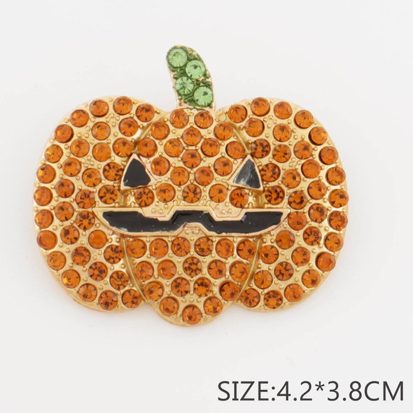 1.7" Halloween Pumpkin Rhinestone Brooch .68 each