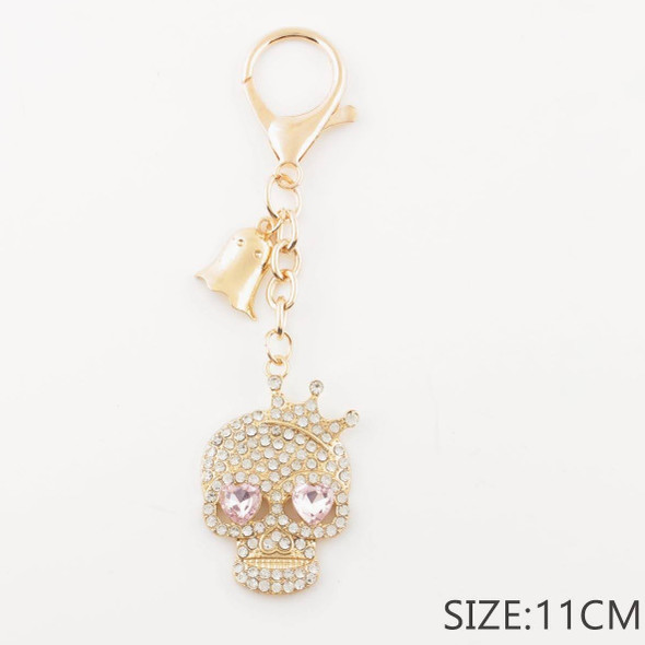 4.3" Halloween Skull w/ Crown & Ghost Rhinestone Keychain .68 each