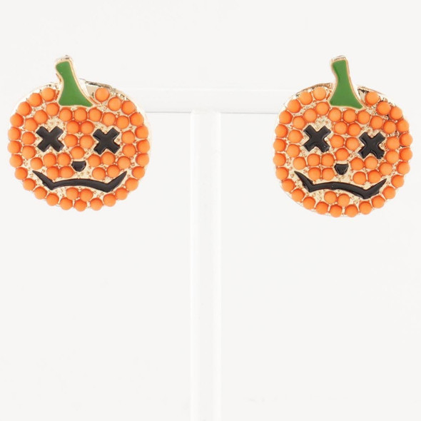 1" X-Eyed Jack-O'-Lantern Stud Earrings .68 each pair