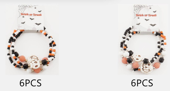 3 Pc Set Halloween Stretch Bracelet .68 each set