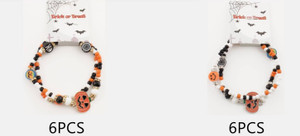 2 Pc Set Pumpkin & Emoji Bead Halloween Stretch Bracelets .68 each set