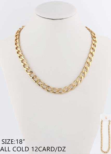 18" All Gold Cuban Chain Necklace .68 each