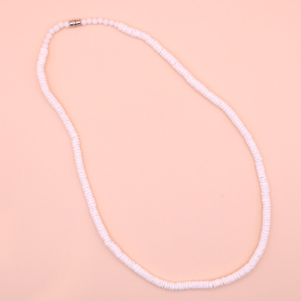 19" Smooth Clam Shell Necklace All White Color $2.25 Each