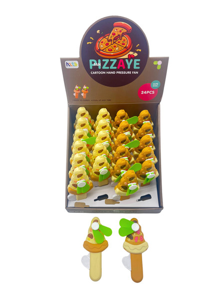 5.7" Pizza Hand-Powered Mini Fan 24 pcs per display box .62 each