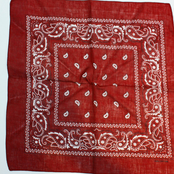 21" Square 100% Cotton Bandana Burgundy Color .68 each