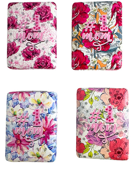 3.25" #1 MOM Flower Theme Square Compact Mirror $1.50 each