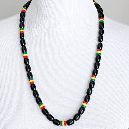 Oval Bead w/ Rasta Color Can Shape Bead Necklace .70 each