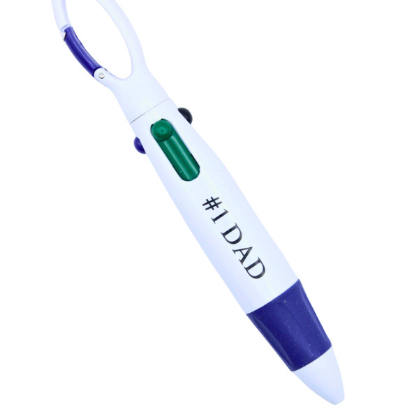 Specialty Imprinted #1 DAD 4 Color Retractable Pen w/ Carabiner Clip .75 ea