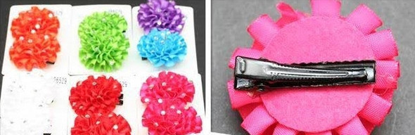 2 Pk Flowers w/ Stones on Gator Clip Bright Colors 2" 12-2 pks per bx .70 per pk