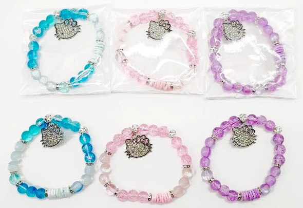 Novelty Glittery & Disc Beaded Rhinestone Charm Bracelet .70 each