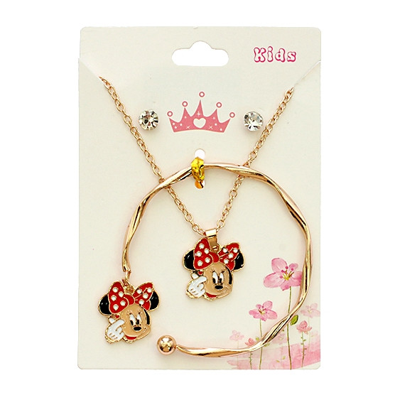 3 Pc Gold & Silver Kids Novelty Jewelry Set – Necklace, Bracelet & Earrings (872) .72 each set