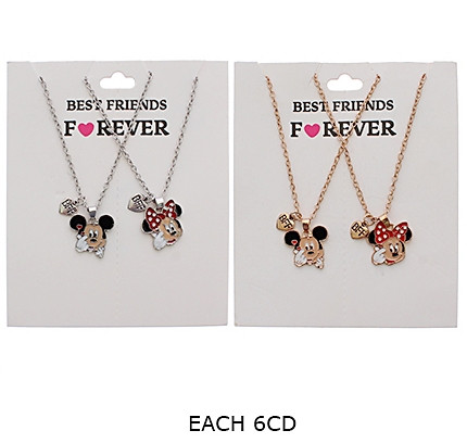 2 Pc Set 18" Novelty BFF Charm Gold & Silver Necklace (0764) .70 each set
