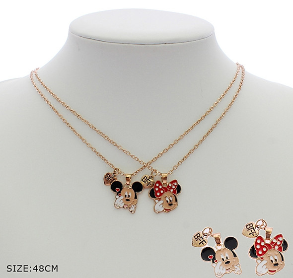 2 Pc Set 18" Novelty BFF Charm Gold & Silver Necklace (0764) .70 each set