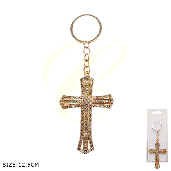 4.9" Rhinestone Cross Keychain .70 each