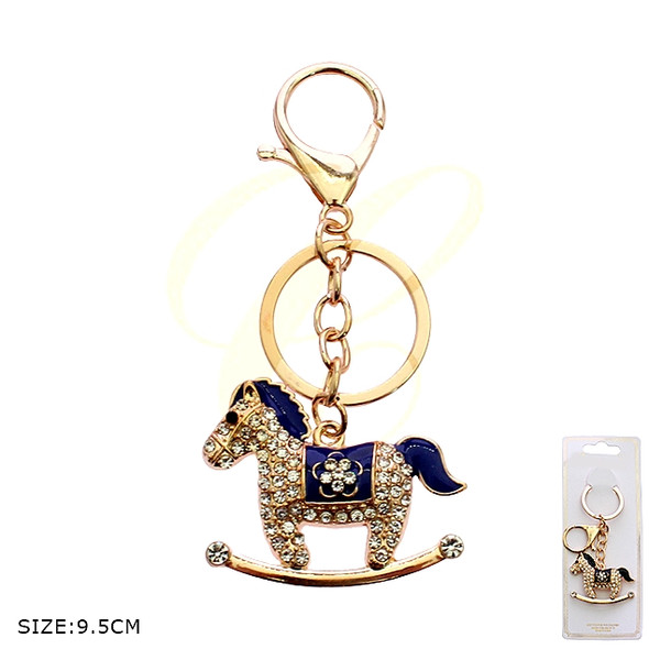 3.7" Rocking Horse Rhinestone Keychain .70 each