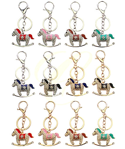 3.7" Rocking Horse Rhinestone Keychain .70 each