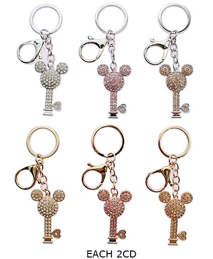 4.3" Rhinestone Mouse Key Charm Keychain .70 each