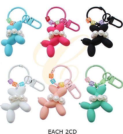 Balloon Dog w/ Alphabet Beads Keychain .70 each