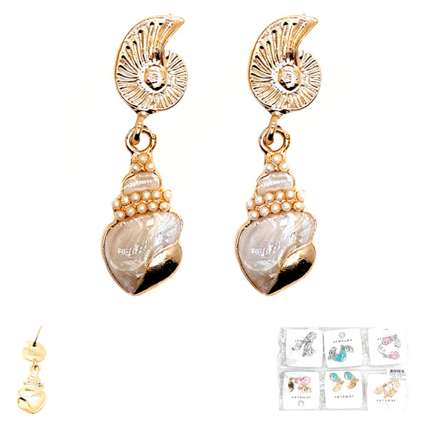 Nautilus & Shell Pearl Drop Earrings .70 each pair