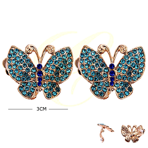 1.2" Butterfly Rhinestone Clip-on Earrings .70 each pair