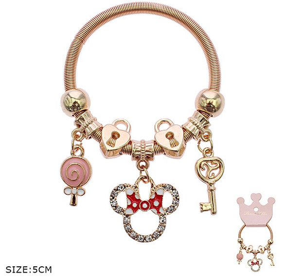 Kids Gold & Silver Spring Style Bracelet w/ Mouse Ear & Lollipop Charms .70 each