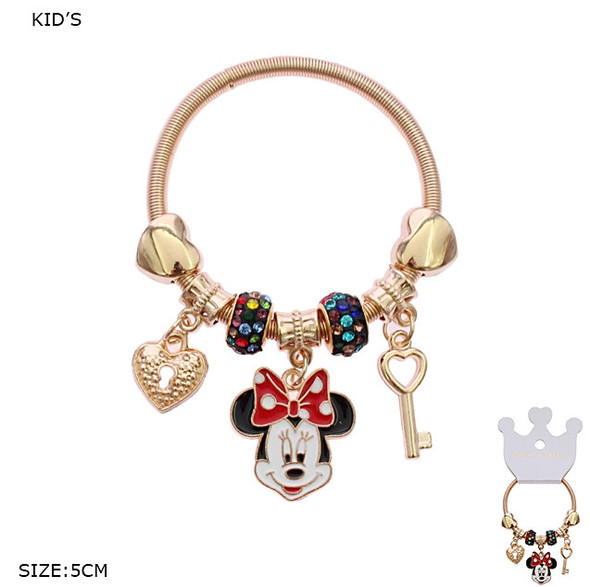 Kids Gold & Silver Spring Style Bracelet w/ Lock & Key Charms .70 each