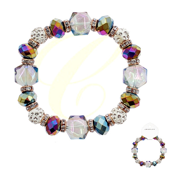 Iridescent Crystal Stretch Bracelet .70 each