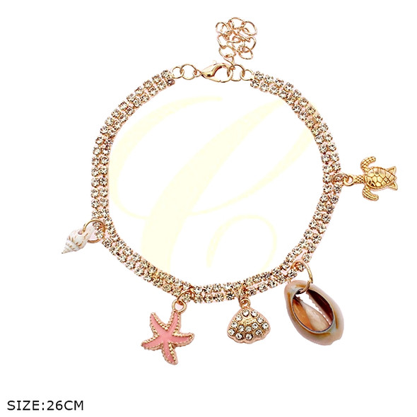 Rhinestone Ocean Charm Anklet .70 each