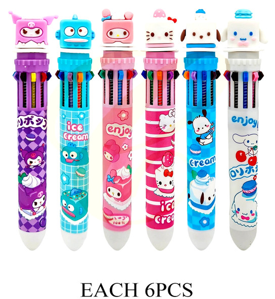 6" Novelty 10 Color Ink Pen 36 pcs per display box .75 each