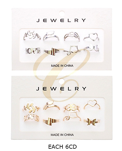 8 Piece Gold & Silver Midi Ring Set (0580) .70 each set