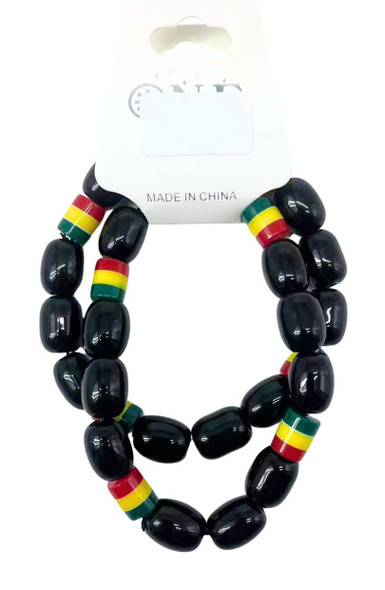 2 Pc Set Rasta Color Beaded Bracelet .70 each set