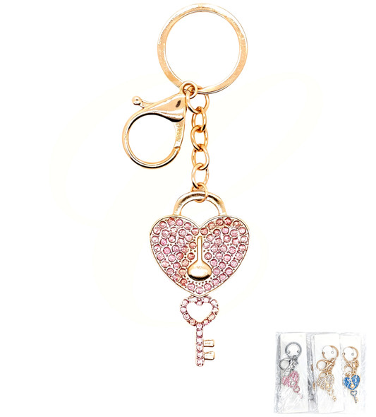 Heart Lock & Key Rhinestone Keychain .70 each