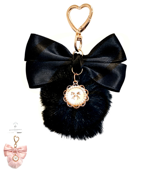 Faux Fur Pom-Pom Bow Keychain .70 each