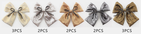 5.5" Metallic Satin Hair Bow with Stone Trim Neutral Colors .70 each