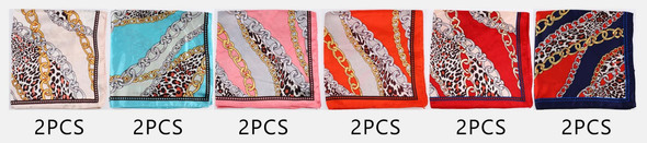 20" Chain & Leopard Satin Square Scarf .70 each