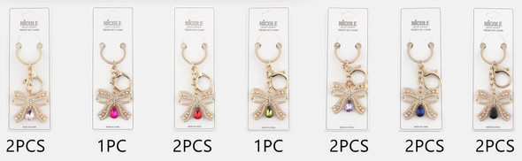 3.9" Crystal Bow Keychain with Pearl Accent .70 each