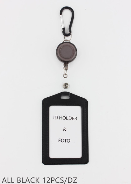 4" All Black Clip On Retractable ID Holder (Vertical) .70 each