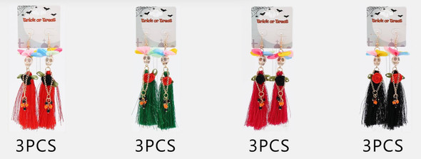 4.5" Sugar Skull Tassel Earrings .70 each pair