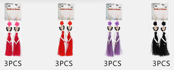 4.7" Sugar Skull Tassel Earrings .70 each pair