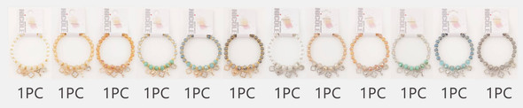 Beaded Charm Bracelet with Heart, Quatrefoil & Key .70 each