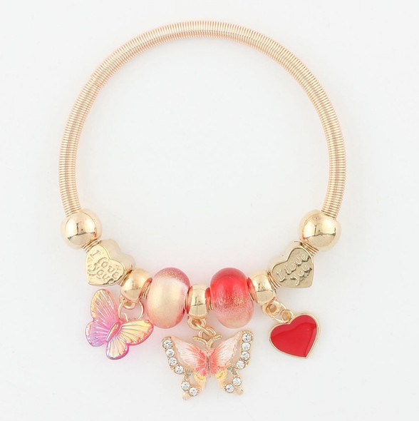 Spring Style Gold & Silver Sparkling Butterfly Charm Bracelet .70 each