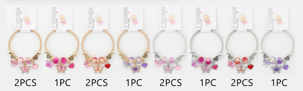 Spring Style Gold & Silver Sparkling Butterfly Charm Bracelet .70 each